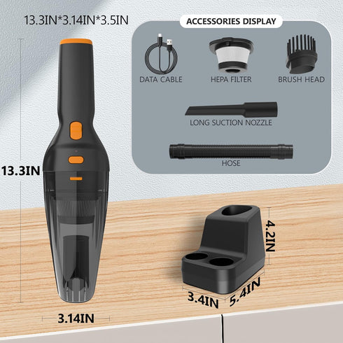 SEALON GV08 Cordless Handheld Vacuum Cleaner - 10K PA Suction Power, Ideal for Curtains, Carpets, Sofas, Pet Hair,