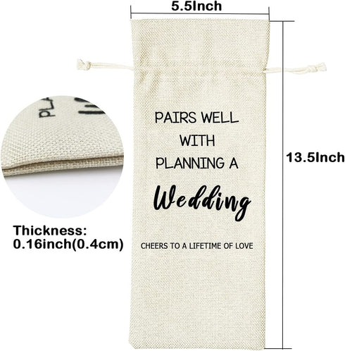 LANBAIHE Wedding Wine Bag, Linen Reusable Gift Bag for Bride and Groom Wine Gift