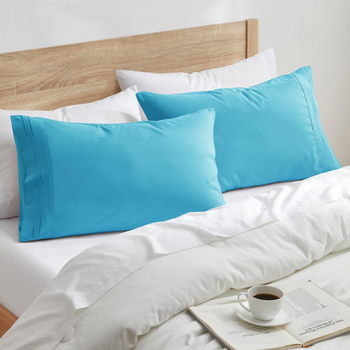 Nestl Beach Blue King Pillowcase Set - 2 Pieces, 20x40 Inches, Soft Microfiber for Comfort