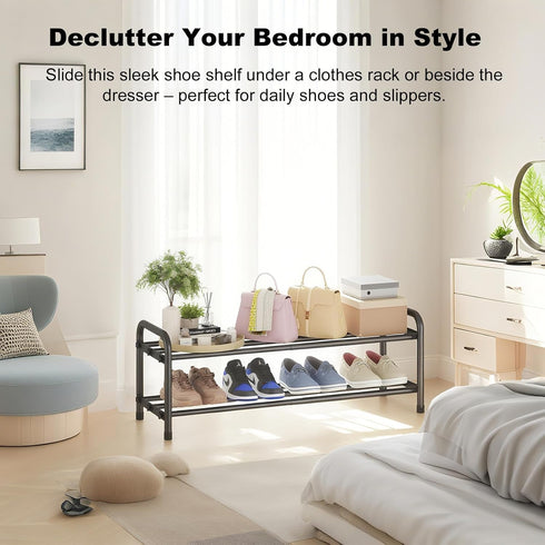 2-Tier Closet, KANAV Expandable Shoe Rack, Adjustable Shoe Organizer & Storage for Small Space Saving Shoe Rack