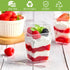 50 Pack 5 oz Qeirudu Dessert Cups with High Lids and Spoons, Mini Plastic Yogurt Parfait Cups Square Party Serving Cup