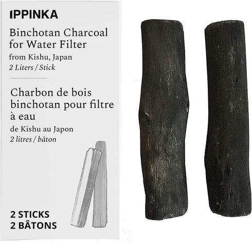 Binchotan Charcoal Water Purifying Sticks, Filters up to 2 Liters, Kishu, Japan, 2 Sticks