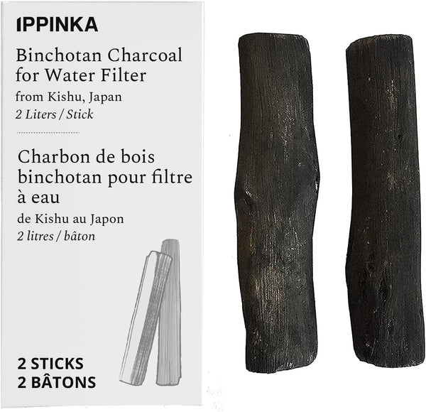 Binchotan Charcoal Water Purifying Sticks, Filters up to 2 Liters, Kishu, Japan, 2 Sticks