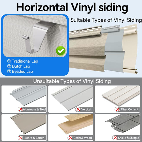 Vinyl Siding Hooks Hanger, 10 Pack Heavy Duty Clips for Horizontal Vinyl Siding
