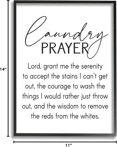 Stupell Industries Laundry Prayer | Faith Based Sentiment Home Cleaning Parody | 11 x 14 Black Framed Wall Art
