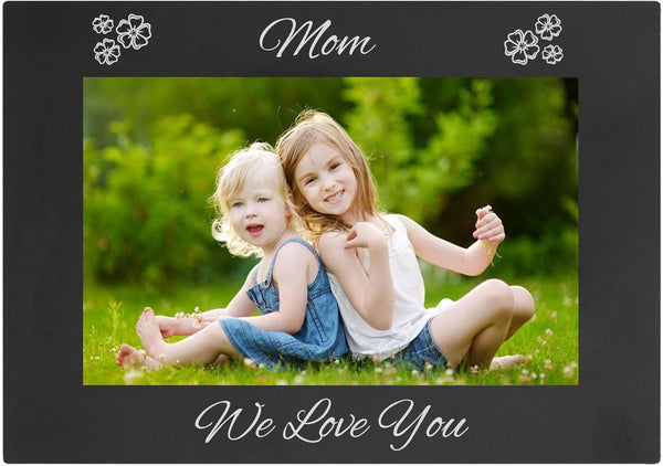 CustomGiftsNow Engraved Aluminum Family Photo Frame, We Love You, Hanging/Tabletop Design