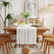Wracra Rustic Hemstitch Table Runner, Linen Farmhouse Table Runners 90 Inches Long