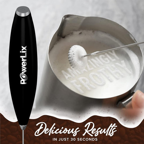 PowerLix Handheld Milk Frother, 19000 RPM Battery Operated Foam Maker for Coffee, Latte, Cappuccino