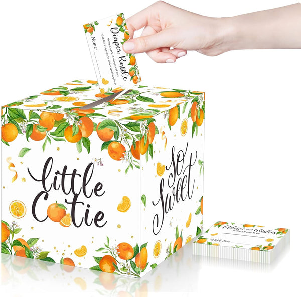 Pajean 50 Little Cutie Orange Diaper Raffle Tickets with Box Baby Shower