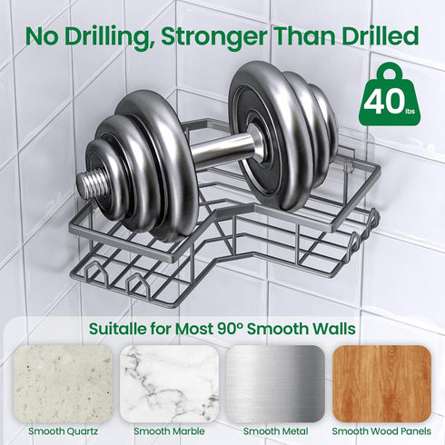 QHMCHLDZ 4 Pack Adhesive Shower Caddy, Corner Bath Organizer, Rustproof Stainless Steel Shower Shelves with Large