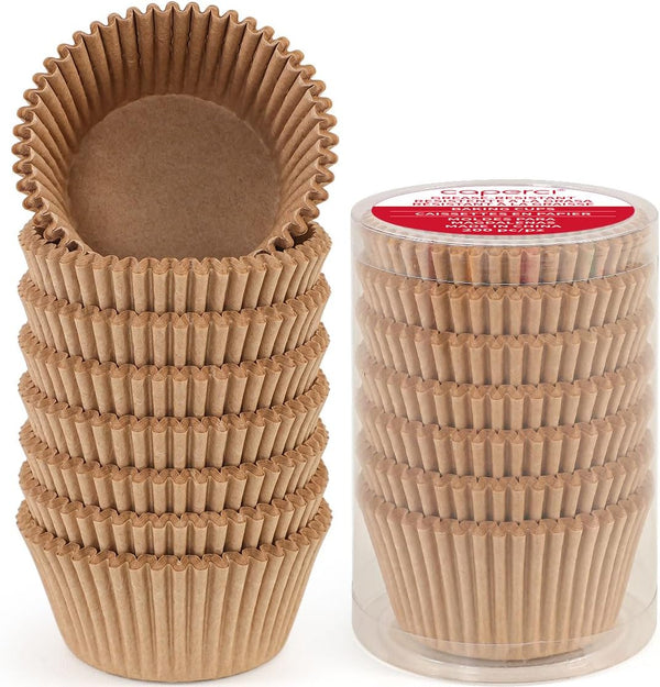 Caperci 200 Counts Natural Cupcake Liners for Baking, Greaseproof Muffin Baking Cups