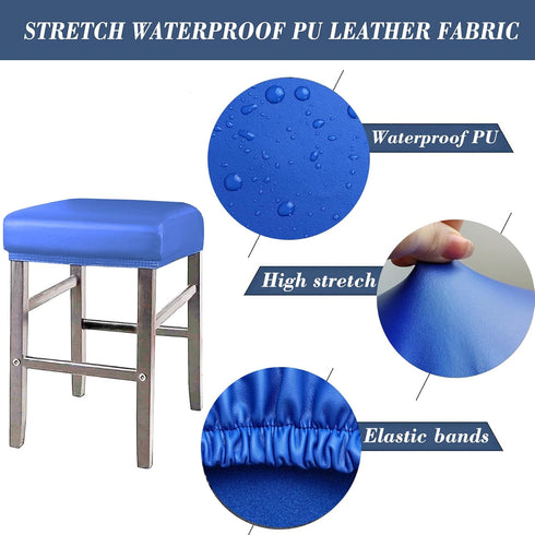 ANWUCHEN Rectangle,4 Pack Counter Stool Covers Stretch Waterproof PU Rectangle Bar Stool Covers Elastic Vanity Stool