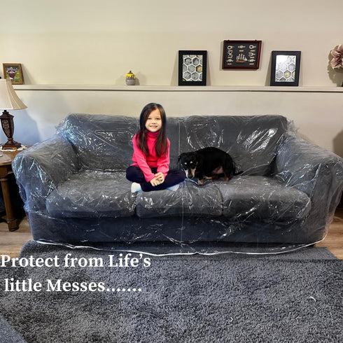 Evelots Clear Couch Cover - Thick Heavy Duty Vinyl 3 Seat Sofa Cover for Protection Against Pets