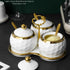 Golf Porcelain Sugar Bowl Condiment Pot, Salt Container with Lid, Spoon and Tray, Set of 3, Modern Spice Box Seasoning