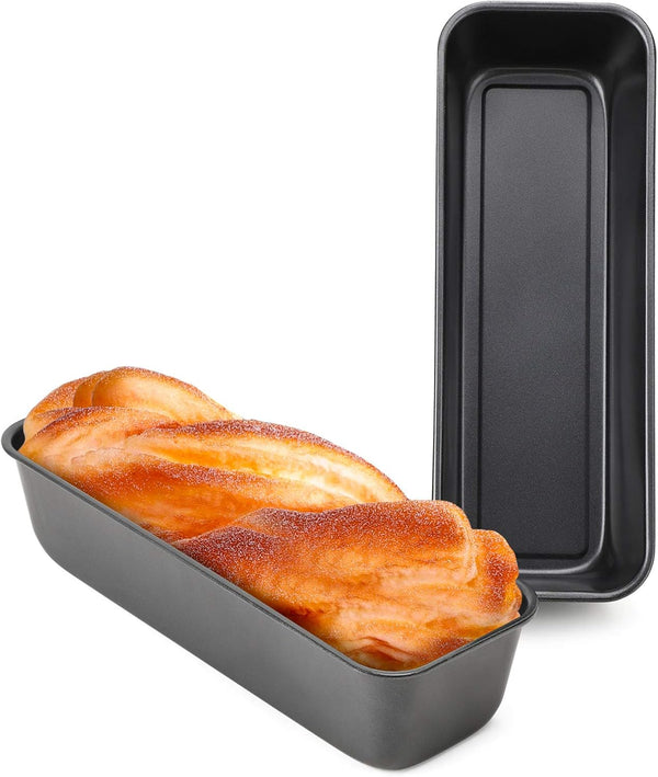 Beasea Long Loaf Bread Pan, 12x4 Inch 2 Set Rectangle Nonstick Baking Pans, Carbon Steel Toast Pan