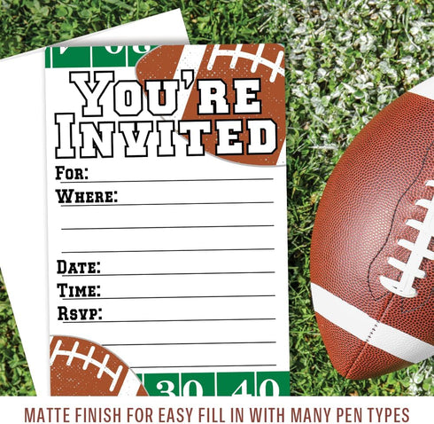 Football Party Invitations with Envelopes - 20 Count