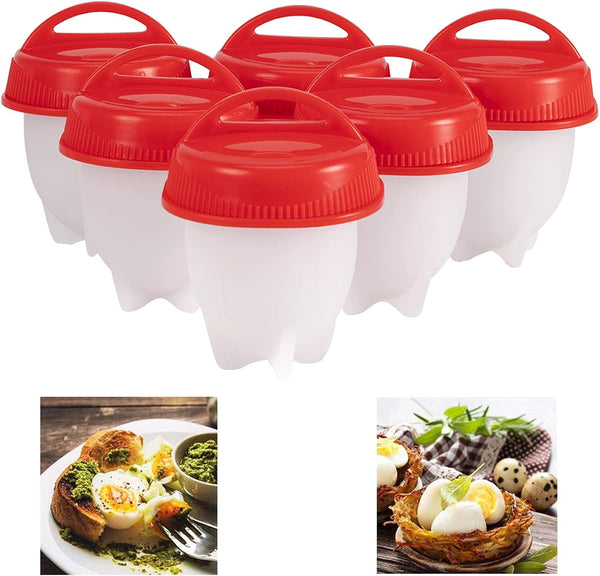 Silicone Egg Cooker, 6 Pieces Hard Boiled Egg Maker, BPA Free Non-Stick Egg Poacher for Fast Cooking