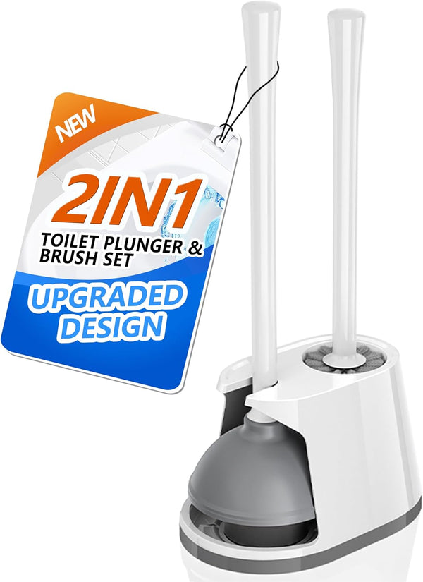 TRENTI Toilet Plunger and Brush Set, Bowl Brush and Heavy Duty Toilet Plunger