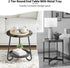2 Tier Coffee Table in Living Room, Industrial Style Round Coffee Table with Metal Tray, Wood Small Outdoor Coffee