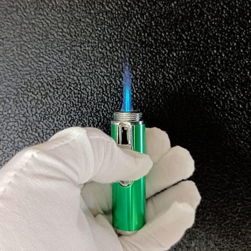 Butane Torch Lighter, Fengfang Metal All-in-One Tube, Detachable Refillable Handheld Lighter (1 Pack Green)