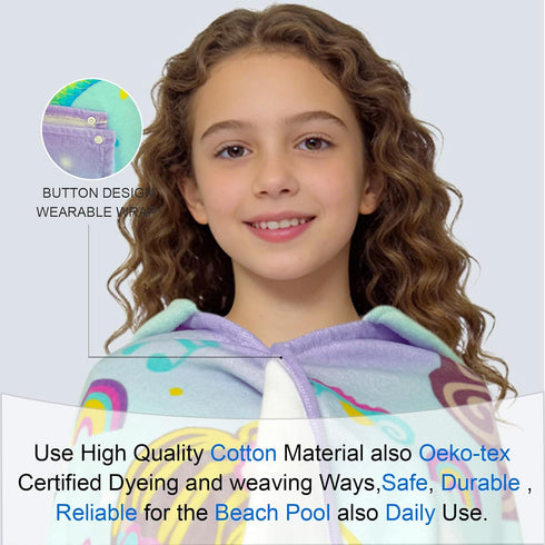 8Years 100% VOOVA & MOVAS Mermaid Hooded Beach Towel for Teens & Big Kids Up, Soft Absorbent Cotton Thick Towel Wrap