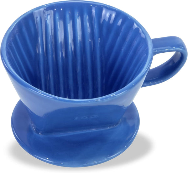 Pour Over Ceramic Coffee Dripper, Ceramic Coffee Maker with 3 Holes Flat Bottom, Porcelain Slow Filter Cone for Home,