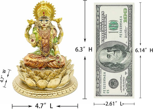 BangBangDa Hindu Goddess Lord Laxmi Statue - Lakshmi Indian God Home Office Temple Mandir Puja Items Figurine