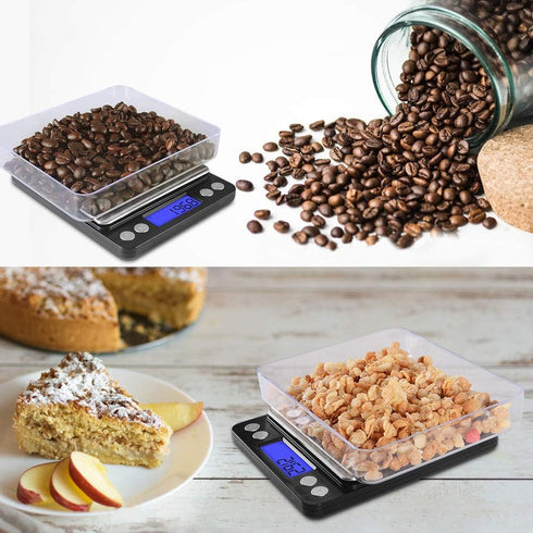 Fuzion Digital Kitchen Scale 3000g/0.1g, Pocket Food Scale with 2 Trays, LCD, Tare Function, Battery Included