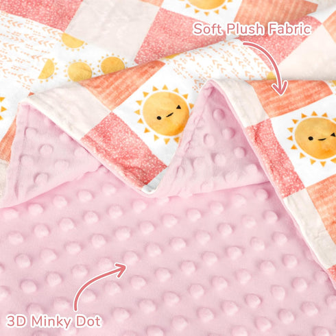 50 60 Inches Baby Blanket for Boys Girls, Super Soft Double Layer Mink Blankets with Dotted Backing, Lattice Sun