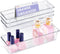 HOUSE DAY Desk Drawer Organizer Bins, 4 PCS Clear Drawer Organizers with Silicone Pads for Makeup, Office