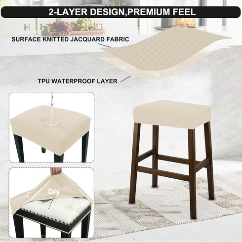 Counter A,2 Pack NeColorLife Rectangle Stool Covers,Stretch Waterproof Saddle Seat Covers for Height and Kitchen Island