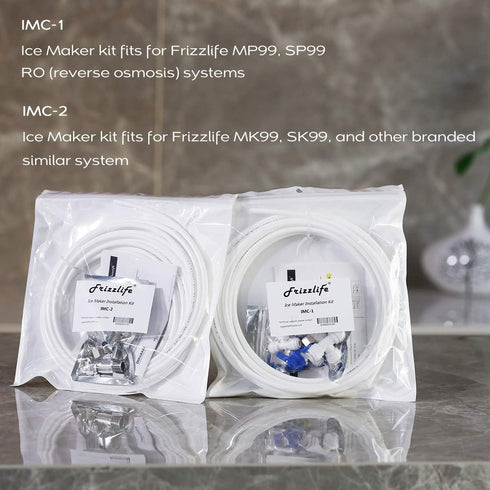 Frizzlife IMC-2 Ice Maker Fridge Water Line Installation Kit for 3/8” Braided Hose Connection