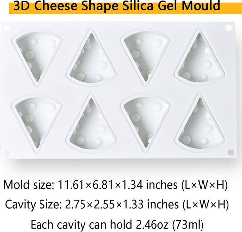 OCPO KITCHEN Cheese Silicone Baking Mold for Mousse Cake, Cheesecake, French Dessert, 3D Cheese Shape (8-Cavity)