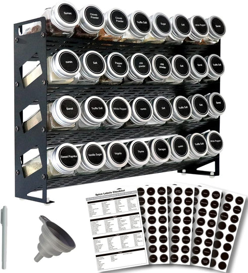 Ardier 4 Tier Spice Rack Organizer with 32 Square Spice Jars and 160