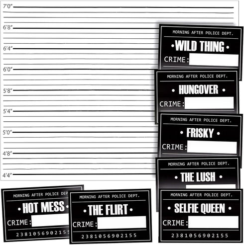 BLUE PANDA 25 Pack Bachelorette Mugshot Signs with Height Chart - Party Decorations