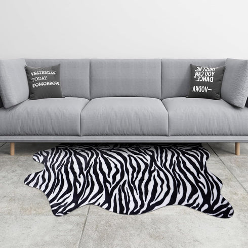Zebra Print Rug,3.6x2.5 Feet Faux Animal Print Rug Cute Area Rug Fun Western Room Decor Zebra Rugs for Living Room Bedroom Non-Slip (43 inches x 29 inches) by Sgizoku