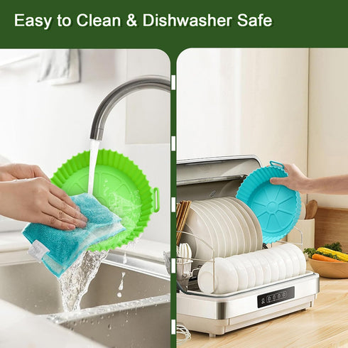 3 Pack Air Fryer Silicone Liners, 8 Inch Reusable Food Grade Basket Liners, Oven Liner Baking Tray Accessories