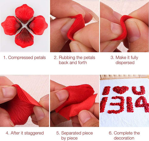3000 PCS Dark Red Artificial Silk Rose Petals - Romantic Night, Wedding, Party Decorations