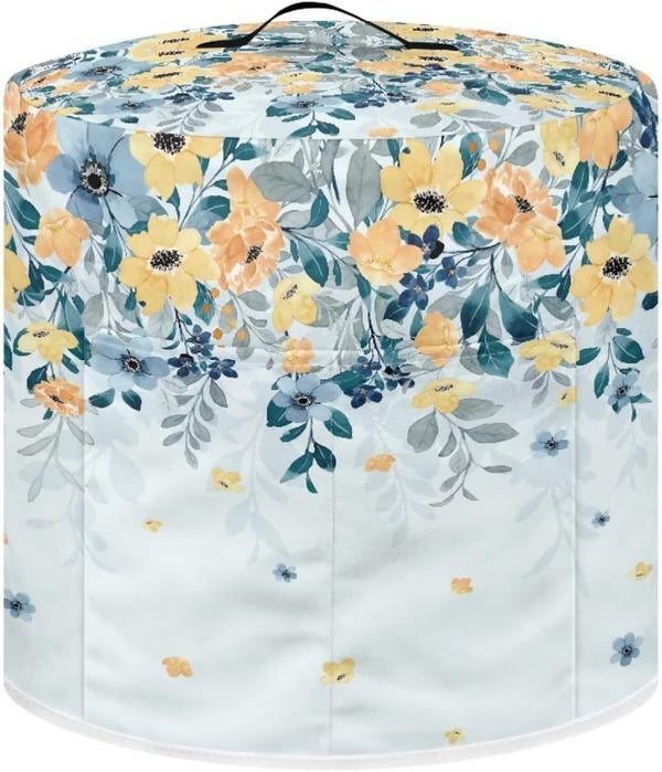 Round Dust Cover for Kitchen Appliance, Floral Printed Durable Rice Cooker Air Fryer Cover 8Qt