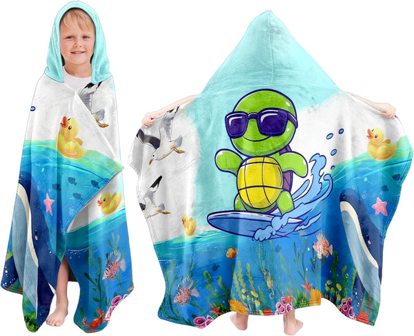 JOPJOLIW Kids Bath Towels, Kids Towel Girls Boys Hooded Beach, Cartoon Turtle Toddler