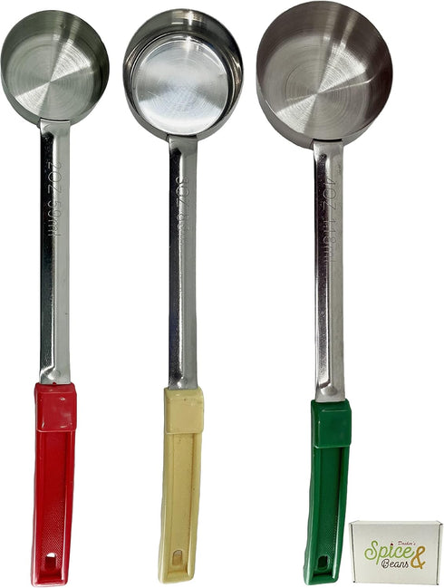 Stainless Steel Portion Control Serving Spoons Combo Packs (2oz, 3oz, 4oz Solid)