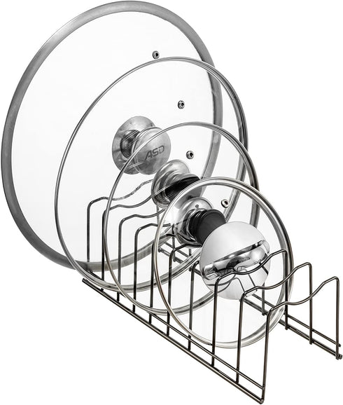 Pot Lid Holder Organizer, Kitchen Countertop Storage Rack for Cutting Boards, Bakeware, Pots & Pans, Stainless Steel