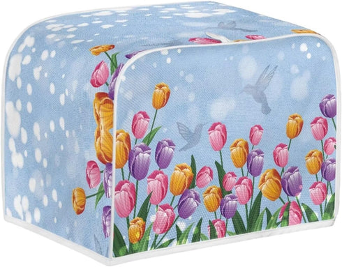 Extra Large Blue Flower Toaster Oven Cover, Quilted 2 Slice Kitchen Small Appliance Cover for Most Standard Toasters