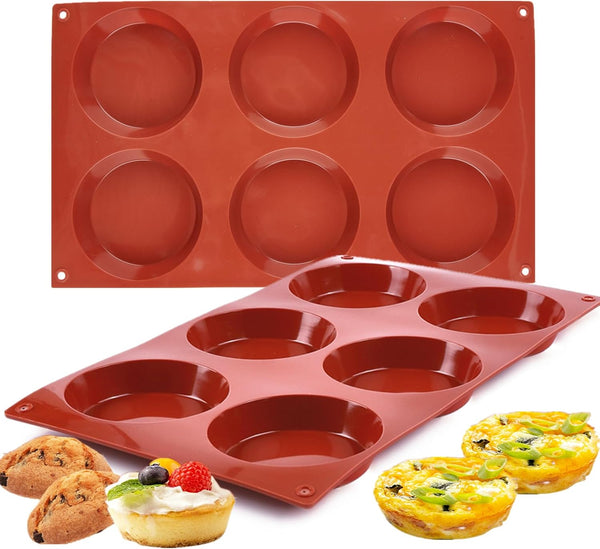 JOERSH Silicone Egg Molds - 2-PK Non-Stick 3" Round Muffin Top Baking Pans for Breakfast Sandwiches