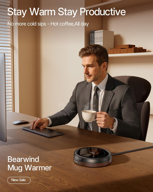 50W 4 12H Coffee Mug Warmer for Desk, Fast Heating Cup Warmer with Smart Display, Temps & Timer, Auto Shut Off for Tea