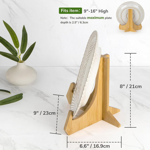 Plate Stands for Display, 8 Inch Bamboo Picture Frame Holder for Tables, Tabletop Easels for Platter, Dish, Book