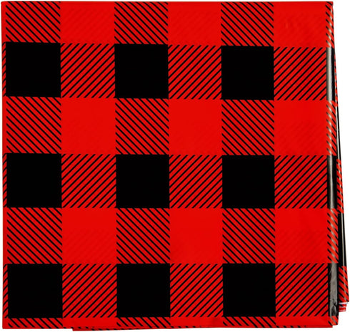 BLUE PANDA Buffalo Plaid Plastic Tablecloth, 3 Pack, 54 x 108 in Red & Black, Disposable Durable Decor for Lumberjack