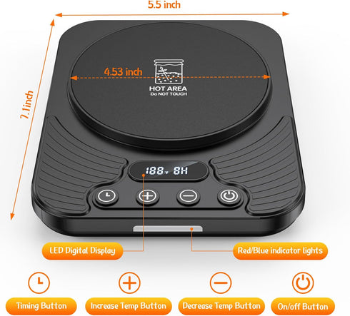 1F (70110F), 24H Sourdough Starter Warmer Precise Thermostat Warming Mat with Timer & Auto On/Off Memory, Ideal