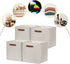 DULLEMELO Storage Bins, 4 Pack of 13x13x13 Decorative Cube Bins with Leather Handle (Beige)