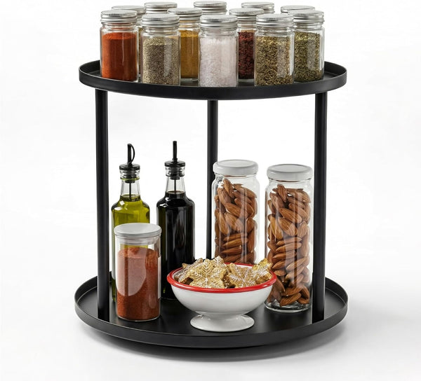 MUNEK 9" Lazy Susan Organizer,2 Tier Rotating Spice Rack Organization,Metal Lazy Susan for
